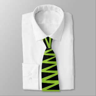 Zigzag - Martian Green op Black Stropdas
