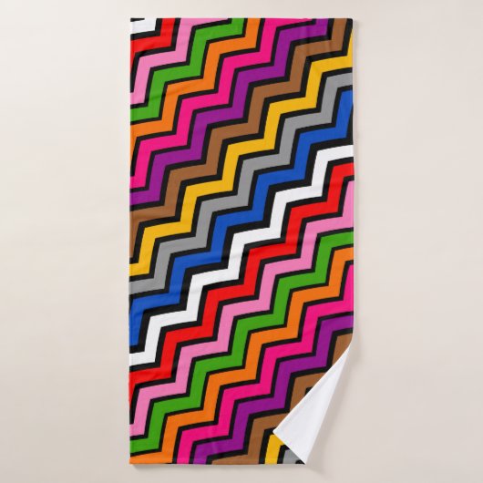 Zigzag multicolore Chevron Design noir (Serviette de bain)