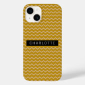 Zigzag Mustard Gold Pattern, gepersonaliseerd Case-Mate iPhone Case (Achterkant)