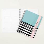 Zigzag noir et blanc, Chevron, Bleu, Votre nom (Devant avec enveloppe)