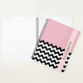 Zigzag noir et blanc, Chevron, rose, Votre nom (Devant avec enveloppe)