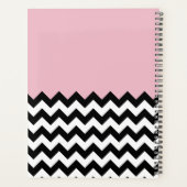 Zigzag noir et blanc, Chevron, rose, Votre nom (Dos)
