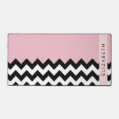 Zigzag noir et blanc, Chevron, rose, Votre nom (Recto)