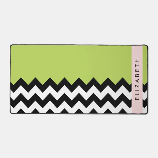 Zigzag noir et blanc, Chevron, Vert, Votre nom (Recto)