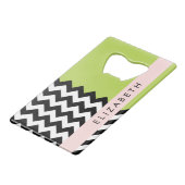 Zigzag noir et blanc, Chevron, Vert, Votre nom (Dos Angle)