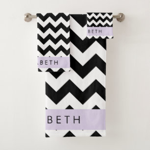 Zigzag noir et blanc, Motif Chevron, Votre nom