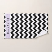 Zigzag noir et blanc, Motif Chevron, Votre nom (Serviette à main)
