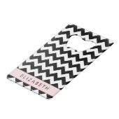 Zigzag noir et blanc, Motif Chevron, Votre nom (Devant Angle)