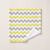 Zigzag Patroon, Chevron Pattern, Geel, Grijs Bad Handdoek (Wasdoekje)