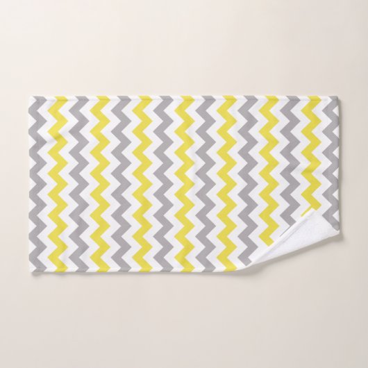 Zigzag Patroon, Chevron Pattern, Geel, Grijs Bad Handdoek (Handdoek)