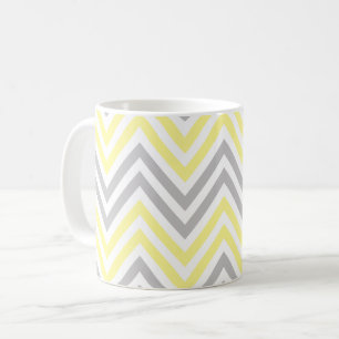 Zigzag Patroon, Chevron Pattern, Geel, Grijs Koffiemok