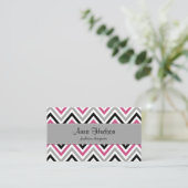 Zigzag Patroon, Chevron Pattern, Roze, Grijs, Zwar Visitekaartje (Staand voorkant)