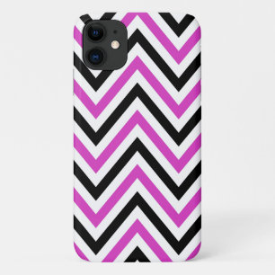 Zigzag Patroon, Chevron Pattern, Roze, Zwart iPhone 11 Hoesje