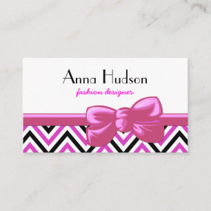 Zigzag Patroon, Chevron Pattern, Roze, Zwart Visitekaartje