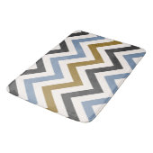 Zigzag Patroon Goud Grijs & Blauw op Cream Badmat (Gekanteld)