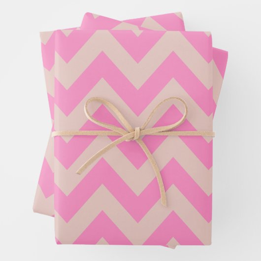 Zigzag Patroon Perzik en Roze Chevron Inpakpapier Vel (In situ)