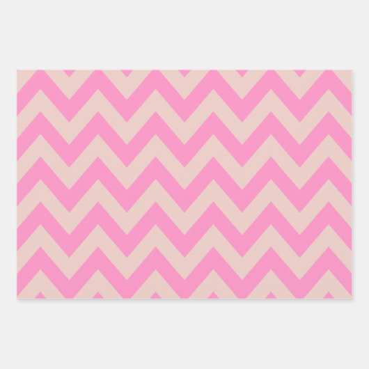 Zigzag Patroon Perzik en Roze Chevron Inpakpapier Vel (Voorkant)