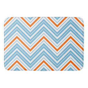 Zigzag Patroon Sinaasappel Wit & Blauw Badmat