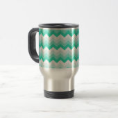 Zigzag patroon (Turquoise en groen) Reisbeker (Voorkant links)