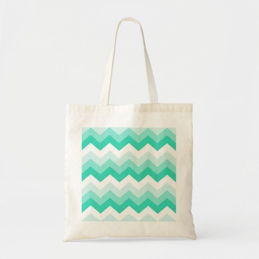 Zigzag patroon (Turquoise, groen en wit) Tote Bag (Voorkant)