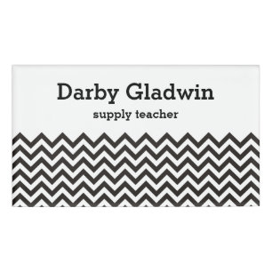 ZIGZAG-patroon - zwart + uw achtergrond en ideeën Naambadge