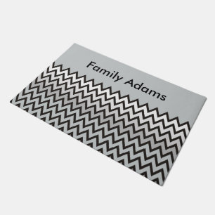 ZIGZAG patroon - zwart wit grijs + uw idee Deurmat