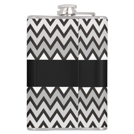 ZIGZAG patroon - zwart wit grijs + uw idee Heupfles (Achterkant)