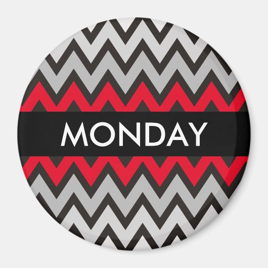 ZIGZAG patroon - zwart wit grijs + uw idee Magneet (Voorkant)