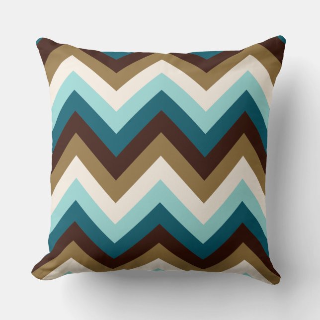 Zigzag Patroonschilfers, bruin, goud en crème Kussen (Voorkant)