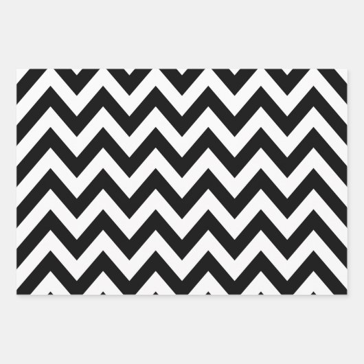 Zigzag Pattern Black and White Chevron Inpakpapier Vel (Voorkant 3)