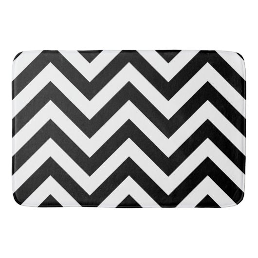 Zigzag Pattern Black & White Badmat (Voorkant)