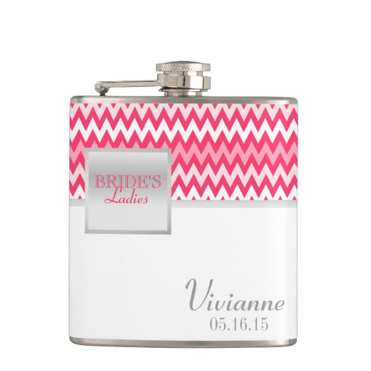 Zigzag Pattern Bridesmaid Heupfles (Voorkant)