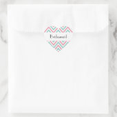 Zigzag Pattern, Chevron, Blue, Pink, Weddenschap Hart Sticker (Tas)