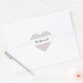 Zigzag Pattern, Chevron, Blue, Pink, Weddenschap Hart Sticker (Envelop)