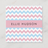 Zigzag Pattern, Chevron Pattern, Blue, Roze Vierkante Visitekaartje (Voorkant)