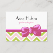 Zigzag Pattern, Chevron Pattern, Green, Roze Visitekaartje (Voorkant)