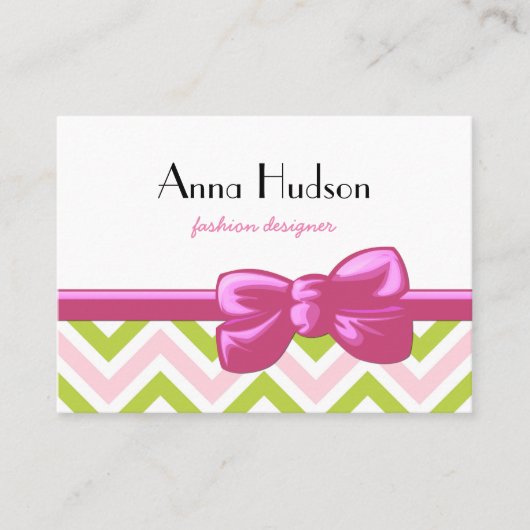 Zigzag Pattern, Chevron Pattern, Green, Roze Visitekaartje (Voorkant)