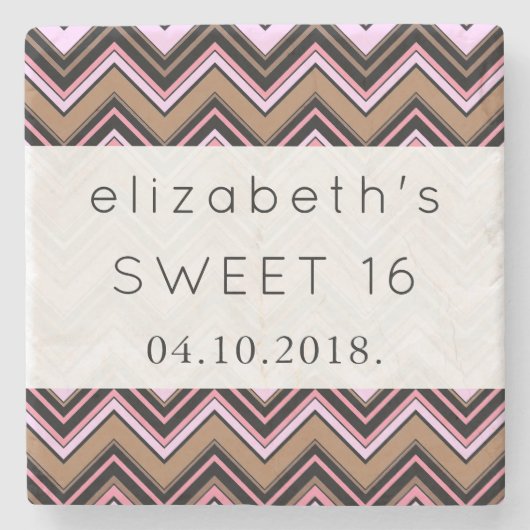 Zigzag Pattern, Chevron Pattern, Sweet 16 Stenen Onderzetter (Voorkant)