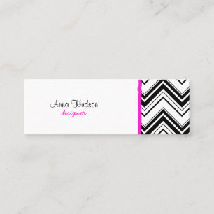 Zigzag Pattern, Chevron Pattern - White Black Mini Visitekaartje