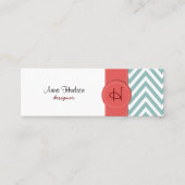 Zigzag Pattern, Chevron Pattern - White Blue Mini Visitekaartje (Voorkant)