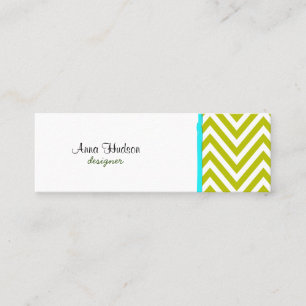 Zigzag Pattern, Chevron Pattern - White Green Mini Visitekaartje