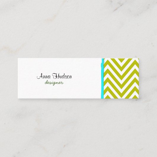 Zigzag Pattern, Chevron Pattern - White Green Mini Visitekaartje (Voorkant)