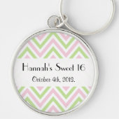 Zigzag Pattern, Chevron, Pink, Green, Sweet 16 Sleutelhanger (Voorkant)