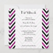 Zigzag Pattern, Chevron, Roze Glitter, Bat Mitzvah Kaart (Voorkant)