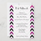 Zigzag Pattern, Chevron, Roze Glitter, Bat Mitzvah Kaart (Voorkant)