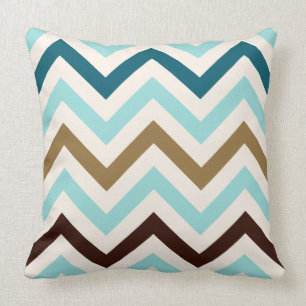 Zigzag Pattern Cream Teals Gold Brown Kussen