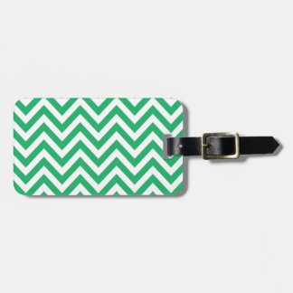 Zigzag Pattern Emerald Spring Green and White Chev Bagagelabel