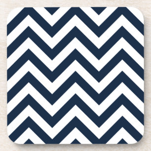 Zigzag Pattern Navy Blue & White Drankjes Onderzetter