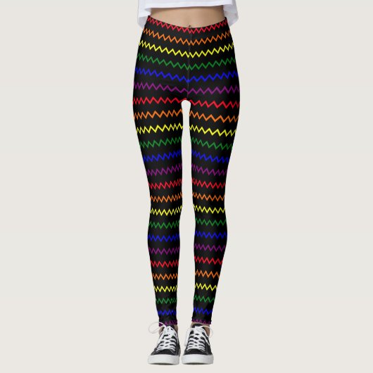 Zigzag Pridekleuren Leggings (Voorkant)