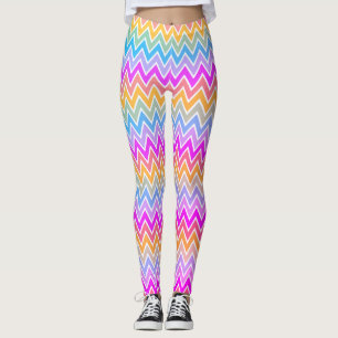 Zigzag Rainbow Pattern Pink, Blue Yellow Oranje Leggings